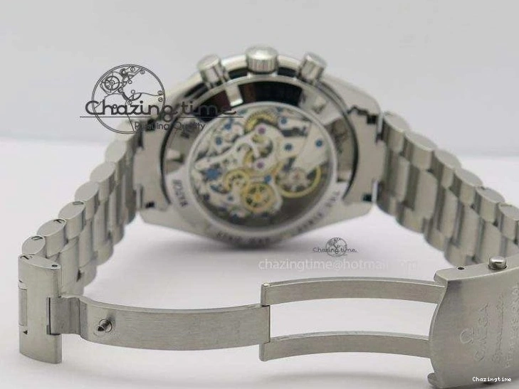 0510 Speedmaster MoonWatch  Apollo 16 Black Dial On SS Bracelet Supportive 8231